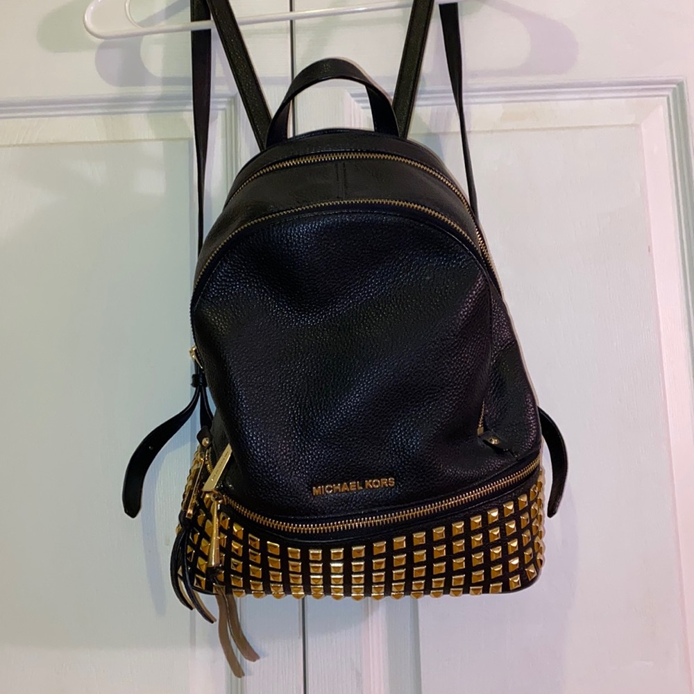 Rhea medium studded pebbled leather backpack